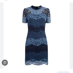Sandro Paris two tone blue lace dress